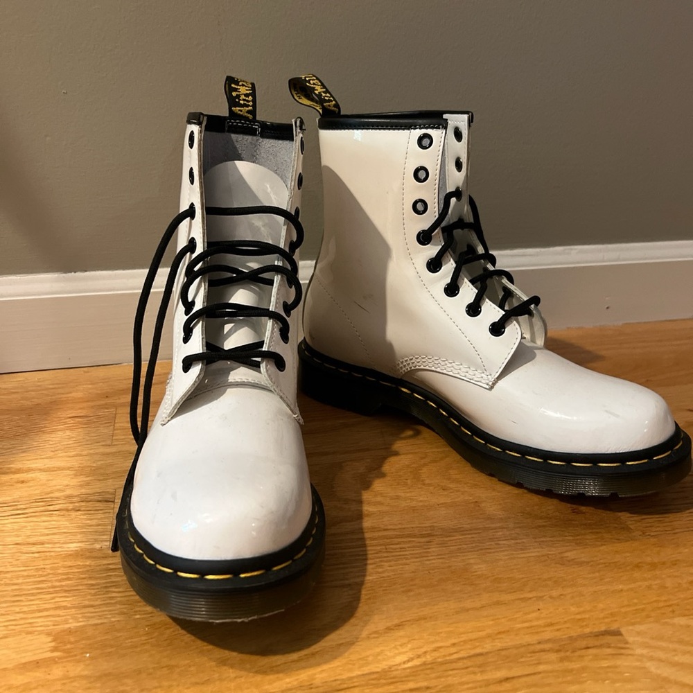 White Patent Leather Dr. Martens Boots